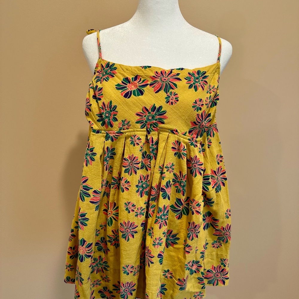 Yellow Floral Spaghetti-Strap Women’s Tank Top